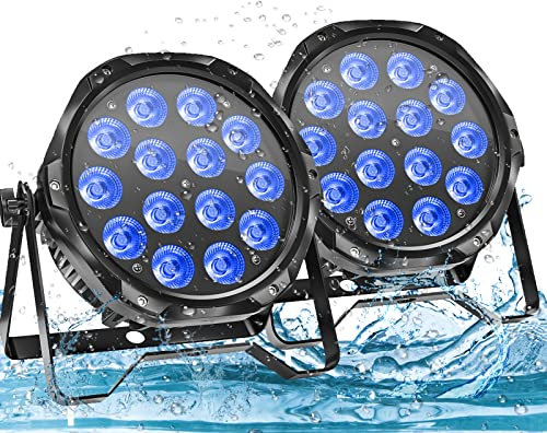 DELIBANG 2 PCS RGBW Wasserdichtes 14 LED Par Licht, 70W Bühnenlicht Outdoor mit Stroboskop Disco Lichteffekte, IP65 Par Strahler Wasserdicht für Regentage Pools Party Bar Halloween Weihnachten