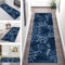 Teppich Läufer Lang Flur Küche rutschfest waschbar Korridor Tepiche Küchenläufer 80X350CM Blau Blumen Teppichläufer Matte Meterware Kücheteppich für Schlafzimmer Wohnzimmer Flurmatten Breit 40-120cm