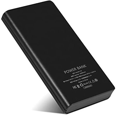 20000mAh Power Bank Kit Shell with Multi Port, LCD Screen, Dual Indicator Lights, Over Charge Protection for Most Digital Devices (Black)