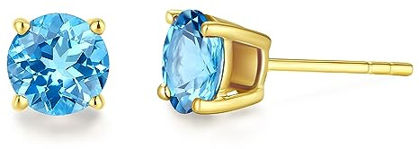 FANCIME Solide 14 Karat 585 Gelb Gold Klein Ohrstecker Ohrringe mit Echt Natürlich/Synthetische Edelsteine Schmuck für Damen Mädchen Mama, Durchmesser: 6 mm