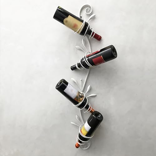 Porte-Bouteilles Muraux Métalique Étagère À Vin Porte Bouteilles Muraux Industriels Fer Forgé Casier À Vin Mural Moderne En Métal Casier À Vin En Fer Pour Cave À Vin Pour Cuisine Bar ( Color : Wit )