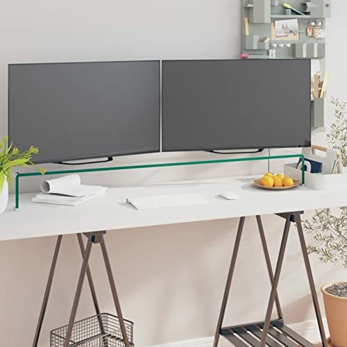 Camerina TV-Tisch/Bildschirmerhöhung Glas Transparent 120x30x13 cm Konsole FüR Tv Fernsehtisch Schmal Monitor Riser