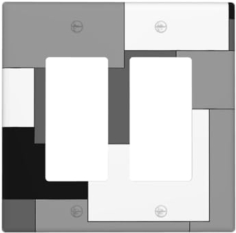 Schwarze geometrische Figur 2-Gang-Doppel-Wippe/Lichtschalter-Abdeckung Weiß Grau Dekorative Steckdose Wandplatte Elektrische Frontplatte Küche Badezimmer Schlafzimmer Dekor