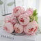 JOYHAZE 1 Pack Faux Bouquet di peonie, 19'' Seta Grandi Fiori di peonie con boccioli per la decorazione di ufficio riunione di famiglia di matrimonio, centrotavola composizione, floreale (Rosa rosa)