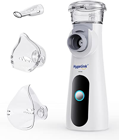 Hygelink Inhalationsgerät Vernebler, Tragbarer Inhalator für Kinder und Erwachsene, Inhaliergerät Set für Atemwegserkrankungen Wirksam, Einstellbarer Sprühnebel,Geräuscharmer,mit Mundstück und 2 Maske