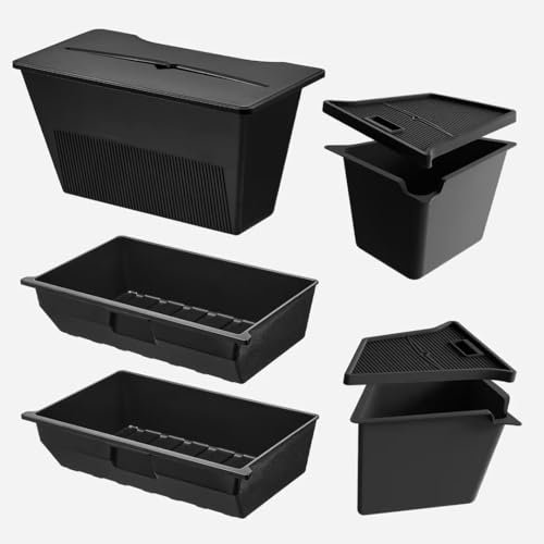 3W Trunk Storage Bins Fit for Tesla Model Y (For VIN Starting with XP7), 8PCS Under Seat and Rear Trunk Organizer Side Storage Box Rear Center Console Storage Bin TPE Waterproof Odorless Protector