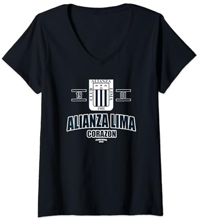 Mujer Camiseta Alianza Lima Perú Hombres Mujeres FÚTBOL Escudo Peruano Camiseta Cuello V
