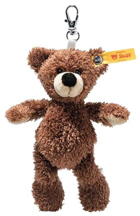 Steiff Anhänger Fynn Teddybär dunkelbraun 12 cm, Soft Cuddly Friends Schlüsselanhänger, Kuscheltieranhänger, Teddy aus kuschelweichem Plüsch, Kuscheltier-Anhänger mit Schlüsselring