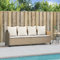 Homgoday Sonnenliege mit Kissen Gartensofa Gartenmöbel Loungebett Sofa Gartenbett Gartenmöbel Liege Relaxliege Gartenmöbel Sofabett für Garten Terrasse Balkon Beige Poly Rattan