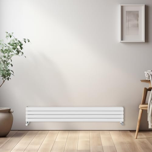 NRG Horizontal Oval Radiator Bathroom Central Heating Double Column Designer Radiators 1600x236mm - White