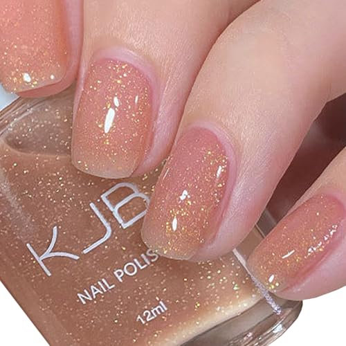Holographic Nail Polish, Glitter Nail Polish Nude Nail Varnish, Quick Dry Nail Polish, Long Lasting, Chip Resistant, Non-Toxic, Quick Drying, No Need UV Lamp Curing for At Home & Salon Manicure (6#)