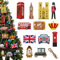 Quzzil London Weihnachtsschmuck aus Holz, Britische Reise, Souvenir, Weihnachtsdekoration, England, Ornamente für Weihnachtsbaum, Großbritannien, Turm, Big Ben, 24 Stück