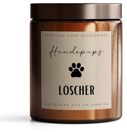 Interluxe Duftkerze im Apothekerglas mit lustigem Spruch Hundepups Löscher Kerze aus Sojawachs Kerze mit Spruch (Tag am Meer)
