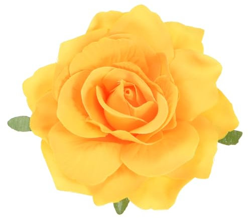 M METERXITY Pince à Cheveux en Forme de Rose, Épingle à Cheveux en Tissu Floral de 4,33 Pouces pour Mariage/Accessoires de Cheveux, Épingles à Cheveux Florales pour Coiffure [11 cm, Jaune]