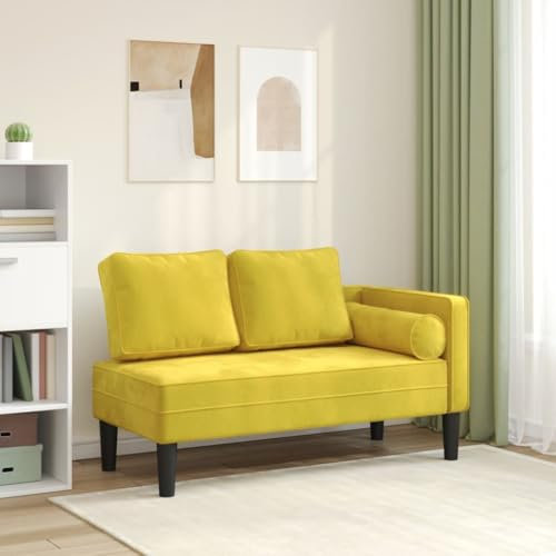 ShGaxin Chaiselongue mit Kissen Gelb Samt, Relaxliege Wohnzimmer, Relaxsessel, Lesesessel, Ruhesessel, Bettsofa - 4007577