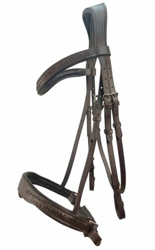 Bello-Equine Zaumzeug geflochten Havanna braun mit abnehmbarem Blitz - Größe Full