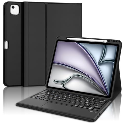 WINCHKING Clavier pour iPad Air 13 Pouces M2 2024 - Coque Clavier pour iPad Air 13 Pouces, Trackpad Multi-Touch, AZERTY, (Noir)