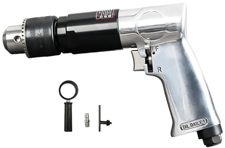 Milageto Mini-Luftbohrmaschine, 1,27 cm (1/2 Zoll), umkehrbares Handbohrfutter, Luftbohrmaschine für Maschinenproduktion, Wände, Böden, Autoreparatur,