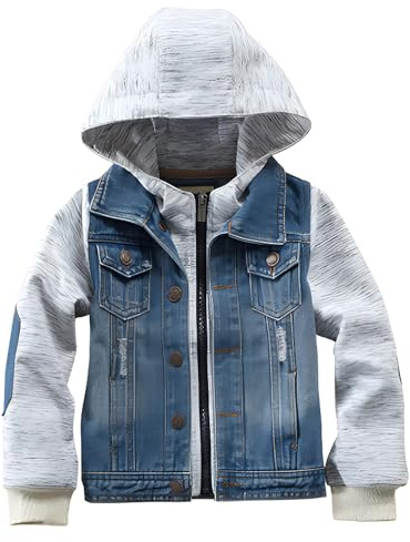 amropi Jeansjacke für Jungen Jacket mit Kapuze Denim Jeansmantel Jeans Jacken