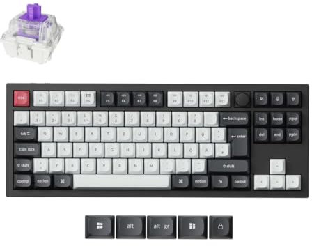 Keychron Q3 HE Wireless Custom Mechanical Tastatur,80% DE-ISO Layout QMK/VIA Programmierbares Vollaluminium Bluetooth/Wired RGB Hot-Swapable Hall Effect Gateron Magn (Schwarz)
