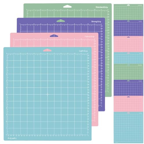KEILEOHO 12 Stück Schneidematte, 30,5x30,5cm, Rosa Grün Lila Blau Standardgrip Schneidunterlage, Plotter Zubehör für Handwerk