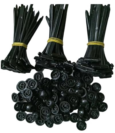 Nylon Universal Cable Tie Buckle,Heavy Duty Self-Locking Nylon Zip Ties Holder,Multipurpose Plastic Cable Ties Tool,UV Resistant Black Zipties,Automobile Parts Fixing Zip Ties (100pcs)