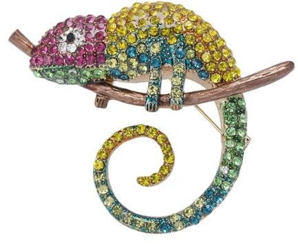 Süße Chamäleon-Brosche für Damen, Böhmische Eidechsen-Tier Brosche Anstecknadel für Frauen Hut Tasche Anzug Kleid Zubehör Schmuck (Gelb)