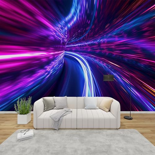 QEODAH Neon Wallpaper for Living Room, Optical Illusion Wall Art for Bedroom, Boys Game Wall Murals for Bedrooms, Renter Friendly Removable Waterproof Non-Woven Photo Wallpaper 3D, 250x175 cm