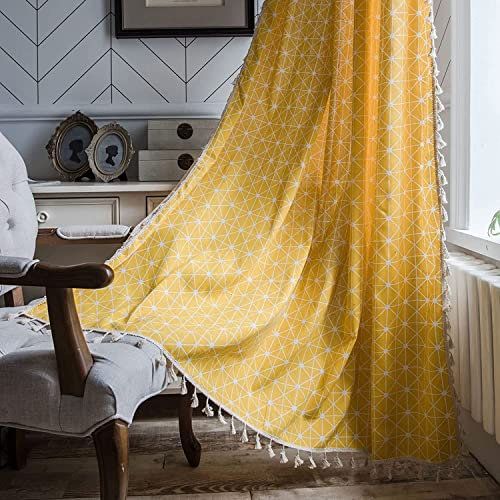 MGEMJMJ 1 Paneles Cortinas De Estilo Bohemio Bufandas Decorativas Hechas De Lino De Algodón Geómet Estampado Cortina Dormitorio Sala De Estar(Size:150xH240cm(59x94inch),Color:paches)