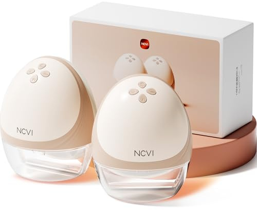 NCVI Heated Wearbable Breast Pump, Electric Hands Free Breast Pumps with Heating Technology, Hospital-Grade Suction, 4 Modes & 9 Suction Levels & Ultra-Quiet, 19/21/24/28mm Flanges, 2 Pack