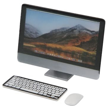 Depisuta Miniatur-Desktop-Computerbildschirm-Maus- und Tastatur-Set, Sicheres Material für Puppenhäuser (Dreiteiliges Computerset)