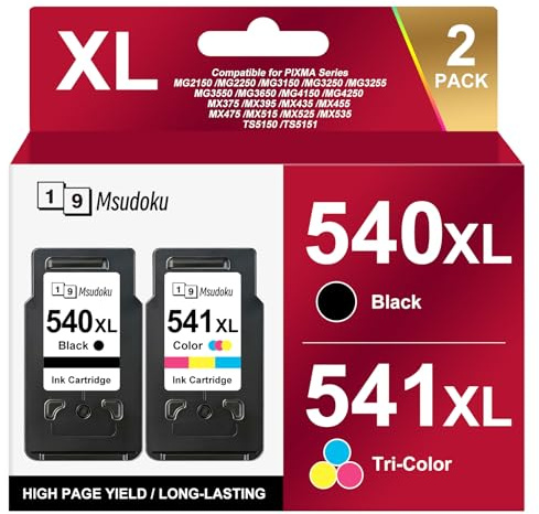 PG-540 CL-541 Druckerpatronen Kompatibel für Canon Druckerpatronen 540 541 | PG-540XL CL-541XL Kompatibel für Canon PIXMA TS5150 MG3650 MG3350 TS5151 MG3150 MG3250 MX535 MX475 MG4250 ( Schwarz , Farbe)