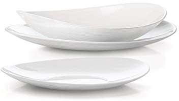 Servizio da tavola ovale prometeo, colore bianco lucido, con 6 piatti piani, 6 piatti fondi e 6 piatti da dessert (18 pezzi)