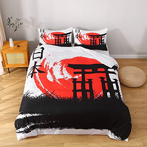 Asiatischer Stil Bettwäsche-Set Schwarz Pflegeleicht und atmungsaktive