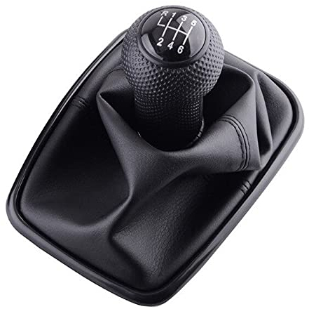NICOLIE 5/6 Gang Schaltknauf Hebel Shifter Gaitor Stiefel Pu Leder Kompatibel Mit Vw 2003-2008 Golf 4 Iv Mk4 GTI R32 Jetta - 6-Gang-Schwarz