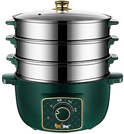 Olla Arrocera Con Vaporizador (26 / 28cm) Dormitorio Doméstico Sartén/Wok Multifuncional Todo En Uno, Olla De Sopa Antiadherente, Para 3-5 Personas (Color : B, Size : 26cm)