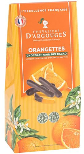 CHEVALIERS D'ARGOUGES Maîtres Chocolatiers Français - Orangettes enrobées chocolat noir 70% - Étui Dégustation 160g