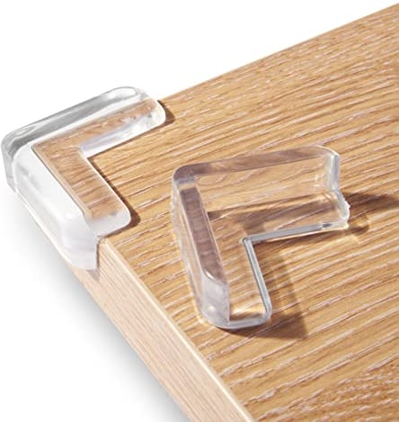 Haus Projekt Kantenschutz zum Aufkleben. Eckenschutz für Spitze Möbel und Tische. Stoßschutz für Glas, Holz, Marmor-Oberflächen. Zuverlässige Kindersicherung. 8er Packung transparent