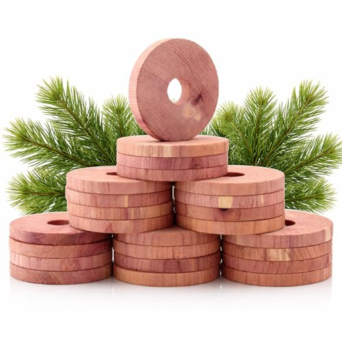 Pest Rings 24Pcs Cedar Rings, Moth Repellent for wardrobes, Drawers & Clothes Storage, Cedarwood Moth Repellent, Humane Replacement Moth Killer