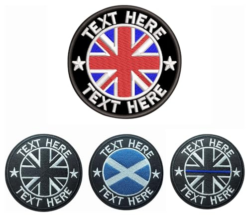 Customized Name Patches, 2PCS Embroidered British Flag Military Patches, 3in Personalized Tactical Patch with Hook and Loop for Backpacks Caps Hats Jackets