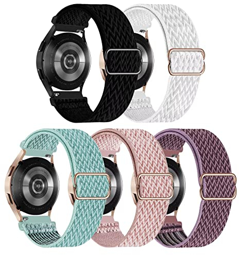 GBPOOT 5 Packs Solo Loop 20mm 22mm Armband Kompatibel mit Samsung Galaxy Watch,Einstellbares Nylon Armbänder Weiche Sport Ersatzband