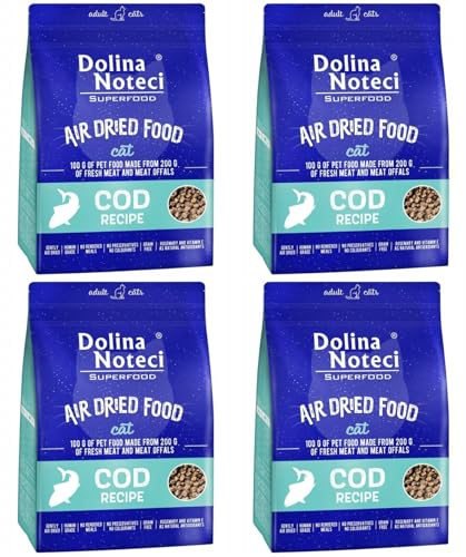 Dolina Noteci Glutenfrei Superfood Trockenfutter für Katzen - Dorschgericht 1kg (4-er Pack)
