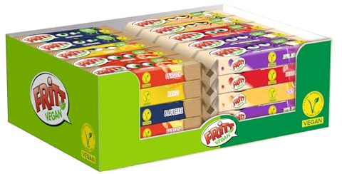 FRITT Vegan 50 x 56g, 100% Vegan, Kaubonbon-Streifen mit Vitamin C, in 6 verschiedenen Geschmacksrichtungen
