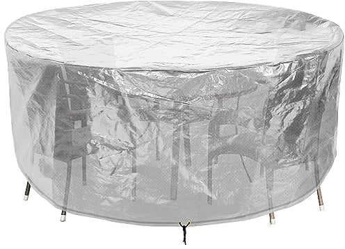 RICHIE Gartenmöbel-Abdeckungen wasserdichte Gartentischabdeckung 230x90 cm Outdoor-Tischabdeckungen für Gartenmöbel Gartenabdeckungen Rund Atmungsaktiv Polyethylen für Tisch (Transparent 230×90cm)