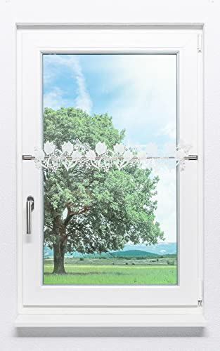 Plauener Spitze Scheibengardine Tulpenband #1W (BxH) 220cm x 14cm weiß