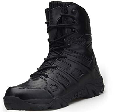 IYVW 067 B Uomo Combat Stivali Stringate Stivaletti Tattici Combattimento Militari Stivali da Escursionismo Outdoor nero 39 EU
