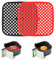 AHRITA 2 Pezzi Tappetino Friggitrice ad Aria Riutilizzabili, Tappeto Friggitrice ad Aria, Silicone per Friggitrice ad Aria, Accessori Friggitrice ad Aria, 21,5 x 21,5 cm, Nero + Rosso
