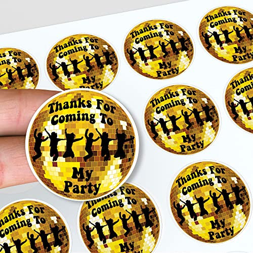 AK Giftshop Disco Thank You Birthday Party Stickers for Party Bags & Sweet Cones (48 Stickers)