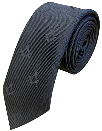 Freimaurer-Krawatte für Herren, schmal, 5,1 cm, Schwarz, Schwarz