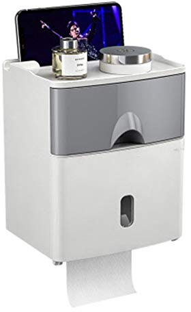 FFOCCO Badezimmer wasserdichte Tissue Box Kunststoff Bad Toilettenpapierhalter Wandmontage Papier Aufbewahrungsbox Doppelschicht Present